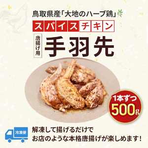 【鳥取県産 大地のハーブ鶏】 スパイスチキン 手羽先 1本ずつ 500g KC233 手羽先 唐揚げ 鶏肉 チキン