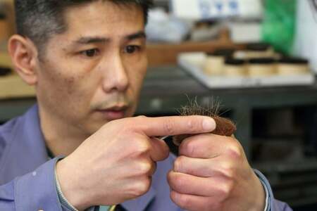 熊野化粧筆 洗顔ブラシ 青 特許取得・抗菌加工【洗顔ブラシ 洗顔料 泡 濃密泡 敏感肌 美肌 抗菌 特許 熊野筆 伝統工芸 職人技 高級 手作り お手入れ】 22-17