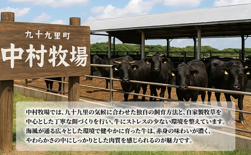 中村牧場が育てた希少！未経産メス国産牛ウチモモ 300g 厚切りステーキ【九十九里町】九十九里浜の自然の国産牛ウチモモ・赤身300gの厚切りステーキで！急速冷凍で鮮度そのままこだわりの逸品