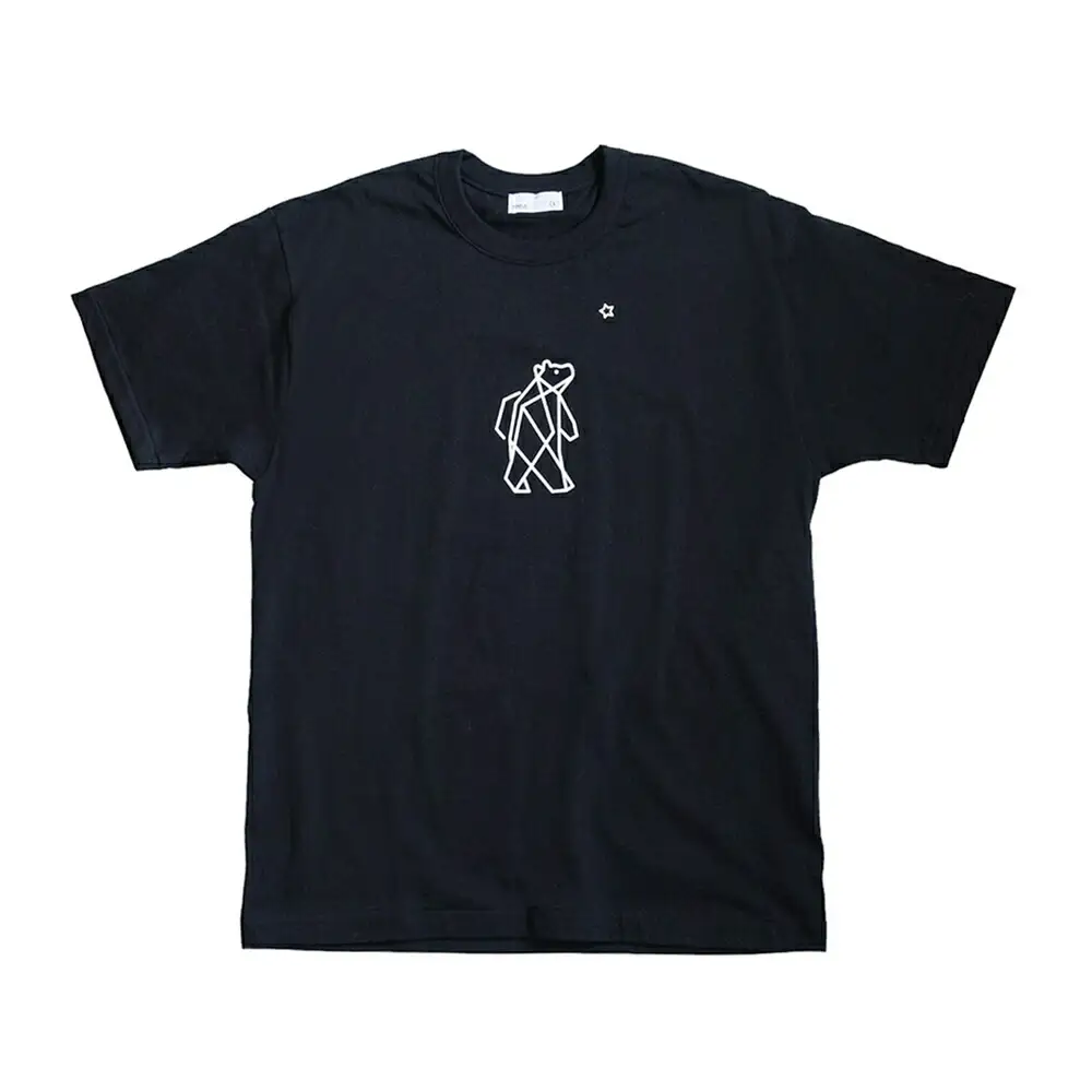 「知床トコさん」×久米繊維 　コットンTシャツ Sサイズ・ブラック　折り紙柄　半袖