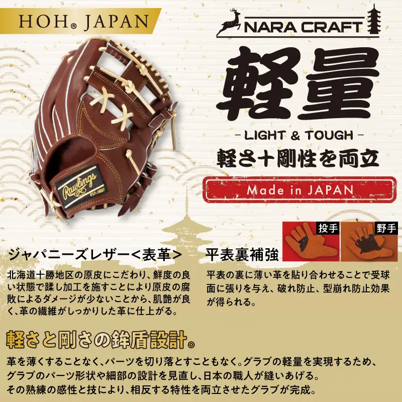 ローリングス (Rawlings) 硬式 外野手用 グローブ  グラブ 日本製：右投げ用 ブラック