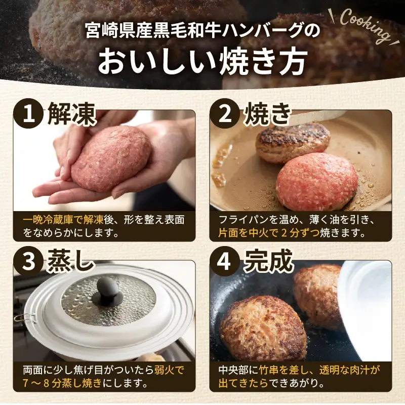 ≪手作り!!≫宮崎県産黒毛和牛肩ロース100%★ハンバーグ(計5個) 肉 牛肉 加工品 惣菜 国産_T025-0495