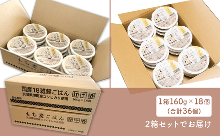 【最短翌日発送】茨城県境町産米使用 パックごはん 十八雑穀・もち麦 各160g×18個 計36個 K2674