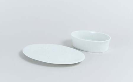 有田焼 14cm オーバルボウル（L）21cm オーバルプレート 2点セット【金善製陶所】和食器 食器 器 おしゃれ ギフト A24-207