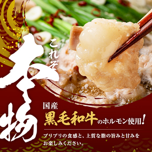 国産黒毛和牛ホルモン もつ鍋セット(2～3人前) 黒毛和牛 肉 牛肉 国産 もつ鍋 モツ鍋 ホルモン タレ 鍋 焼肉 バーべキュー 小分け p9-042