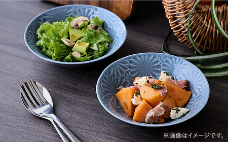 【波佐見焼】マリーゴールド　ボウルM ブルーグレー 2枚セット　食器 皿【翔芳窯】[FE464]