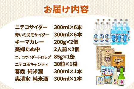 炭酸飲料 ニテコサイダー6本・青いミズモサイダー6本と美郷の美味しいものセット