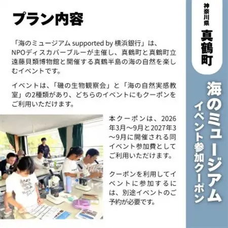 「海のミュージアム 磯の生物観察会・海の自然実感教室」参加費2000円分クーポン【1697094】