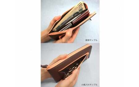 〈革工房きくわん舎〉【グリーン】フラット札入れ（長財布） ／ シュリンクレザー さいふ サイフ 東京都