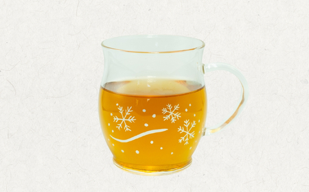 蒔絵で描いた 雪華 ガラス マグカップ  330ml （耐熱ガラス）　(Ba-036) 
