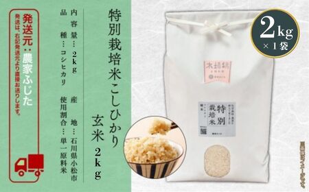 こしひかり 玄米 2kg 特別栽培米 令和7年産 こしひかり コシヒカリ 農家ふじた