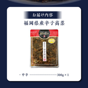 福岡県産辛子高菜　中辛1枚_ 辛子高菜 1袋 辛さ 中辛 高菜油炒め 福岡県産 高菜 醤油 国産 焼きあご 出汁 利尻昆布 エキス 生姜 金ごま こだわり ご飯のお供 ラーメン チャーハン おにぎり 料理 アレンジ 食品 お取り寄せ お取り寄せグルメ 福岡県 久留米市 送料無料  〔Ca217-2〕