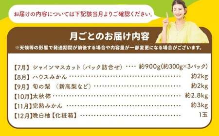 【3か月連続定期便】 スザンヌが選ぶ熊本ギフト 果物定期便3ヶ月 （苺 ・ 旬の柑橘約 ネーブルorパール柑・ デコポン ・ スイカ ・ メロン ・ シャインマスカット ・ みかん ・ 梨 ・ 柿 ・ 晩白柚） ／ 3回定期便 果物 果実 フルーツ 定期便 九州 熊本県 常温 冷蔵