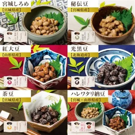豆達人の五ッ星納豆6種食べ比べ1セット【大粒の国産大豆】宮城しろめ・秘伝豆・紅大豆・茶豆・光黒豆【配送不可地域：離島】【1677829】