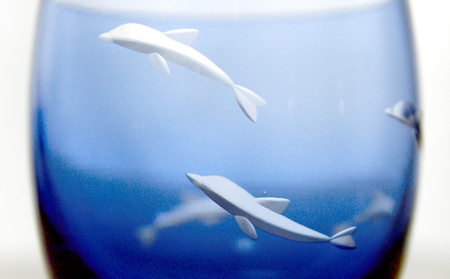 浅草切子 aquatic「Dolphin Dance 丸オールド青藍」_0012-068-T07