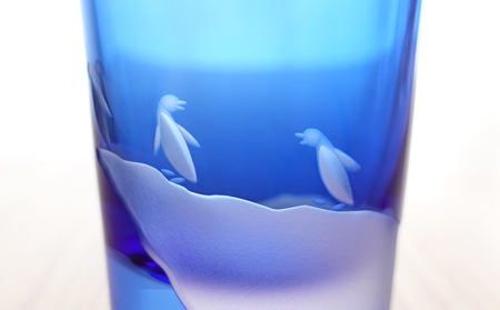 浅草切子 aquatic「Penguin Climb 冷酒 青藍切立」_0012-070-T07