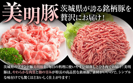 美明豚 切落し ひき肉 各 500g × 2パック 計2kg (茨城県共通返礼品：茨城県産) 4パック ワークミート《30日以内に出荷予定(土日祝除く)》茨城県 河内町 SPF豚 びめいとん 部位 ひき肉 切り落とし 惣菜 豚肉 ブランド豚
