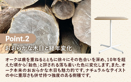 70cm×50cmオーク無垢レクタングルテーブル 脚カラーシルバー【木製 テーブル オーク 無垢材 温かみ 国産 シンプル おしゃれ 家具 インテリア 島根県 安来市】【160-AW-13-2】