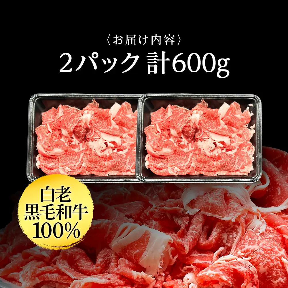 【訳あり】白老産 黒毛和牛 切り落とし 300g×2パック