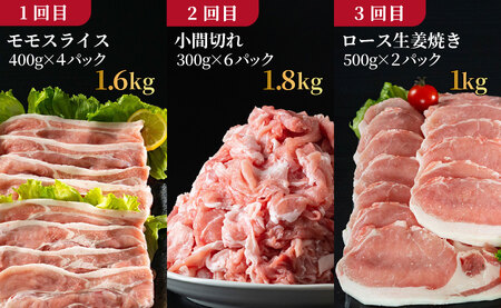 《定期便》長崎県産豚 食べ比べ 梅コース【3回お届け】
