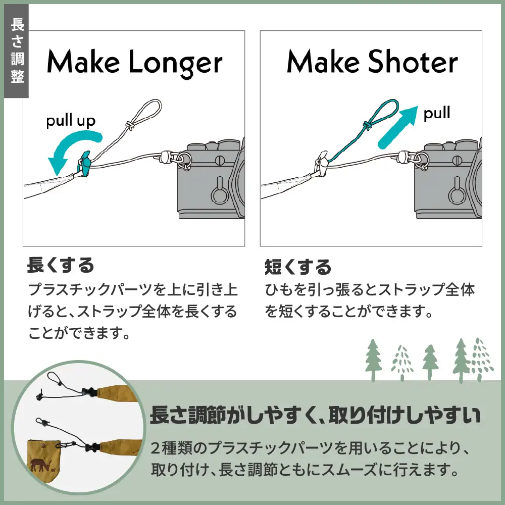 Stitch Strap KAHKI カメラ用ストラップ レンズキャップホルダー付属