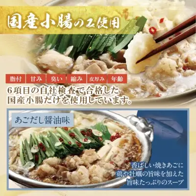 Z61-27 寄附額改定↓↓ 博多若杉 牛もつ鍋（あごだし醤油）＆水炊きセット(各4～5人前) もつ鍋