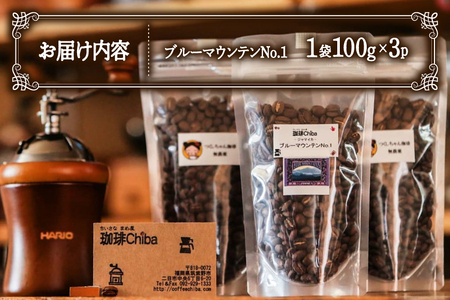 コーヒー豆 ブルーマウンテン 100g 3パック 計 300g [珈琲Chiba 福岡県 筑紫野市 21761418]