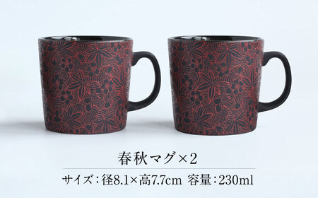 【美濃焼】 PITCH BLACK 春秋マグ レッド 2点 多治見市 / 丸健製陶 マグカップ ペア セット[TAY082]