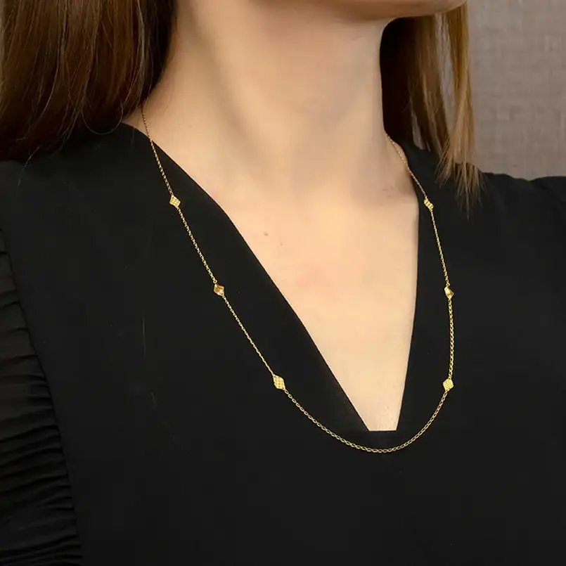 純金 24金 ネックレス ラリエット 60cm レディース 2面カット ロング喜平 キヘイ チェーン ロングネックレス ゴールド 24k 金 シンプル ジュエリー250711mro400k24 SWAA362