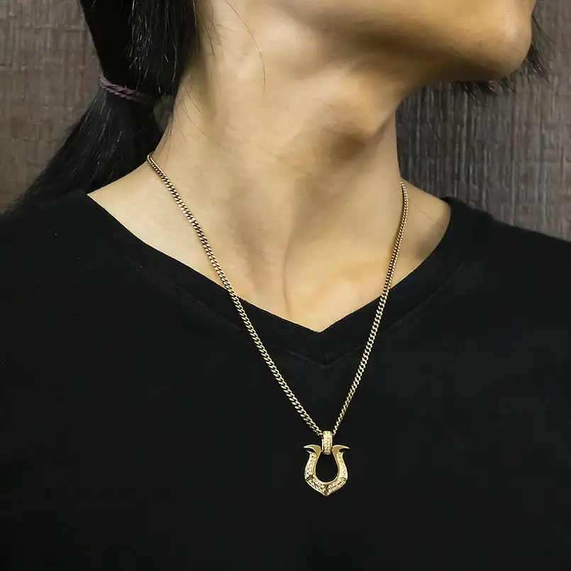 18金 ペンダントトップ メンズ 馬蹄 ネックレス ダイヤモンド 0.53ct ゴールド 18k ネックレス 大きめ 蹄鉄 バテイ ホースシュー イエローゴールドK18 190911100ym-ｇ SWAA363