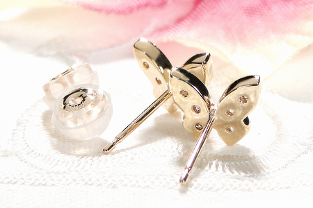 K10YG【0.16ct】バタフライ ダイヤモンド ピアス EmP0049-10Y SWCJ002