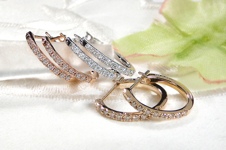 K10WG ダイヤモンド フープ ピアス 0.14ct EmP0071-10W SWCJ003-wg