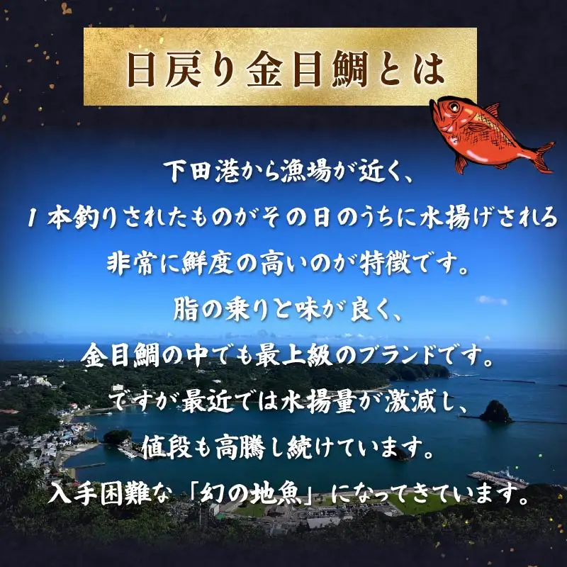 地金目鯛煮付 下田 日戻り地金目鯛 煮付 1尾分 とん亭