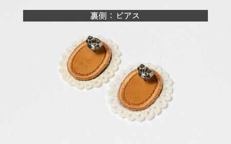 【ファクトリー製造の刺繍ピアス raccan［ラッカン］】frame F『hoop＆flower』ピンク×サーモンピンク[CDX005]