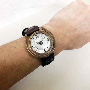 HR24の手作り時計　A（男女兼用）こげ茶 ファッション小物 雑貨 日用品 