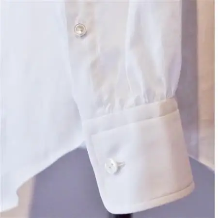 ハンドメイド　ドレスシャツ　 白　Lサイズ　cotton100% 140番双糸ツイル生地【1239539】