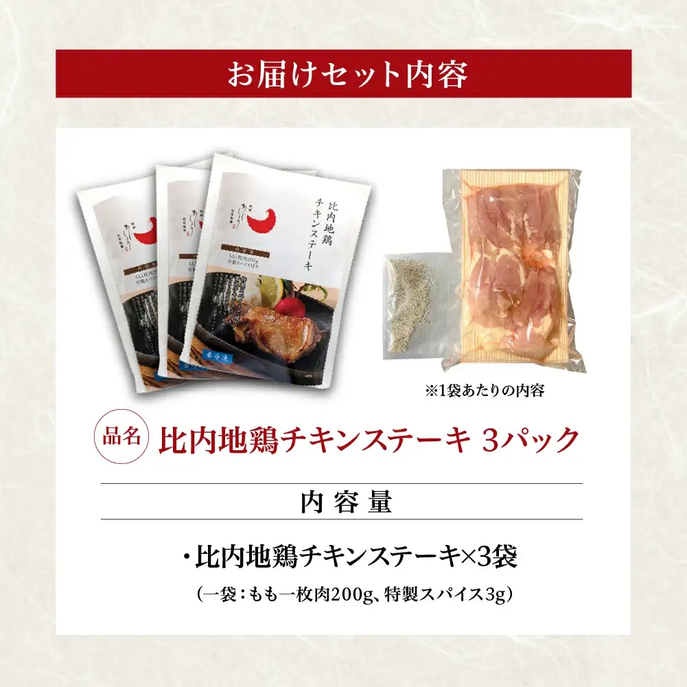 比内地鶏チキンステーキ　3パック　【130P2804】
