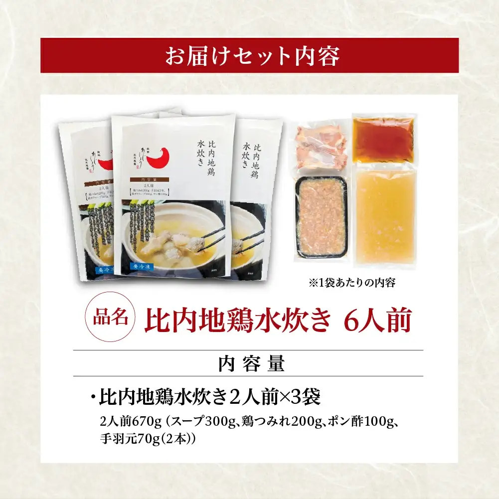 比内地鶏水炊き　6人前　【150P2809】