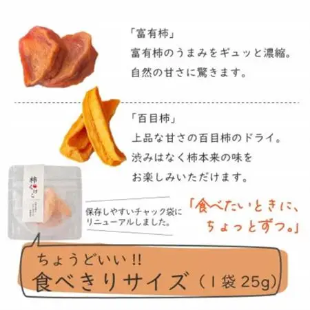 【お試し】柿チップ「柿くけこ」富有柿と百目柿で作ったドライフルーツ 25g×3袋 無添加、砂糖不使用【1712537】