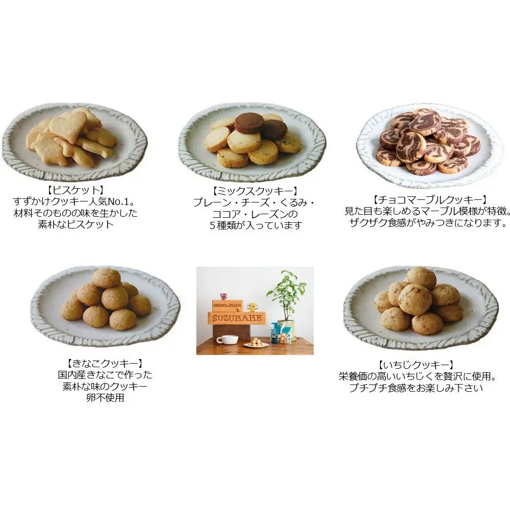 クッキー  「おかし工房すずかけ」のギフトボックス5【カットケーキ５個・クッキー（ミニサイズ）5種】