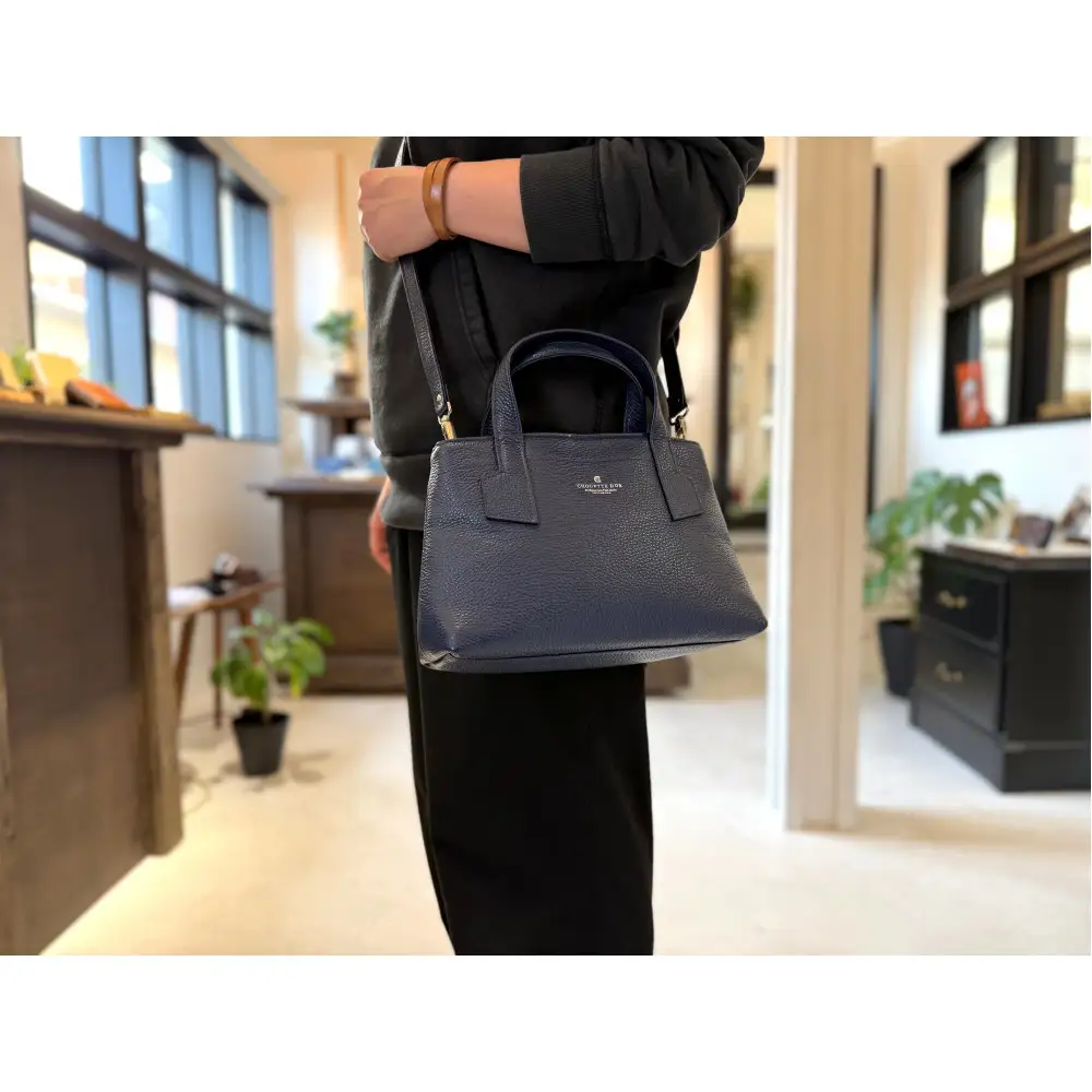 革職人が作った本革トートバッグXSシュリンク【ネイビー】
