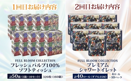 頒布会 フルブルームコレクション プレミアムシャワートイレット ダブル 40ロール ソフトティッシュ 50箱 日本製 保湿 吸収 やわらか トイレットペーパー ティッシュ 花柄 まとめ買い 日用品 消耗品 大容量 河野製紙 埼玉県 蓮田市