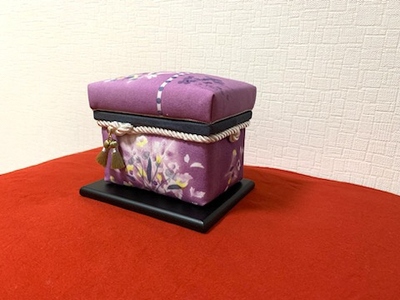 【限定１品】にほんちゃばこ 紫色・装飾桐箱(水彩画風)