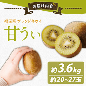 ＜先行予約受付中！2026年11月上旬～11月下旬に順次発送予定＞福岡県ブランドキウイ 甘うぃ (約計3.6kg・20～27玉) キウイ キウイフルーツ キュウイ あまうぃ フルーツ 生 国産 果物 くだもの【農産物直売所ほたるの里】as52-032