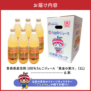 青森県産りんごジュース 1L×6本 ストレート 完熟100％ りんごジュース