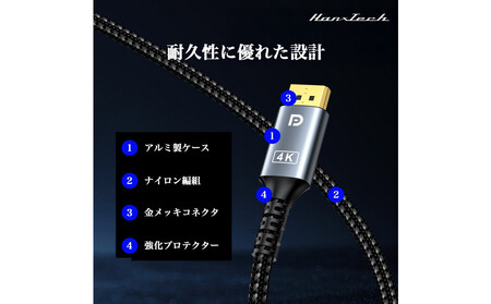 Hanx-Tech DP1.4 to HDMI1.4 変換ケーブル 2m AOP0034