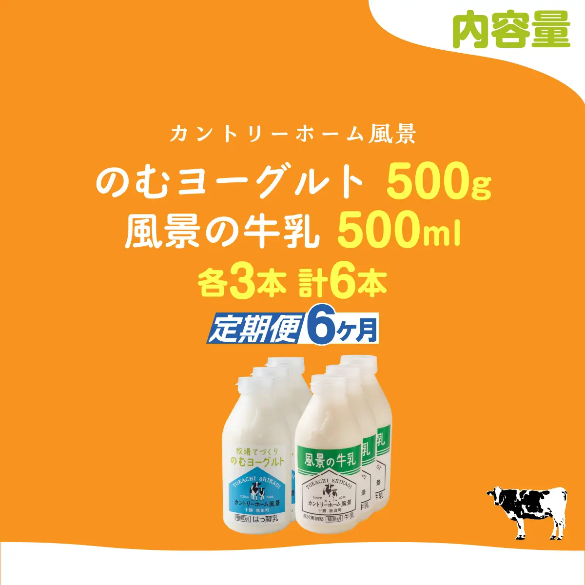 【定期6ヶ月】のむヨーグルト500g 風景の牛乳500ml 各3本 SKB109