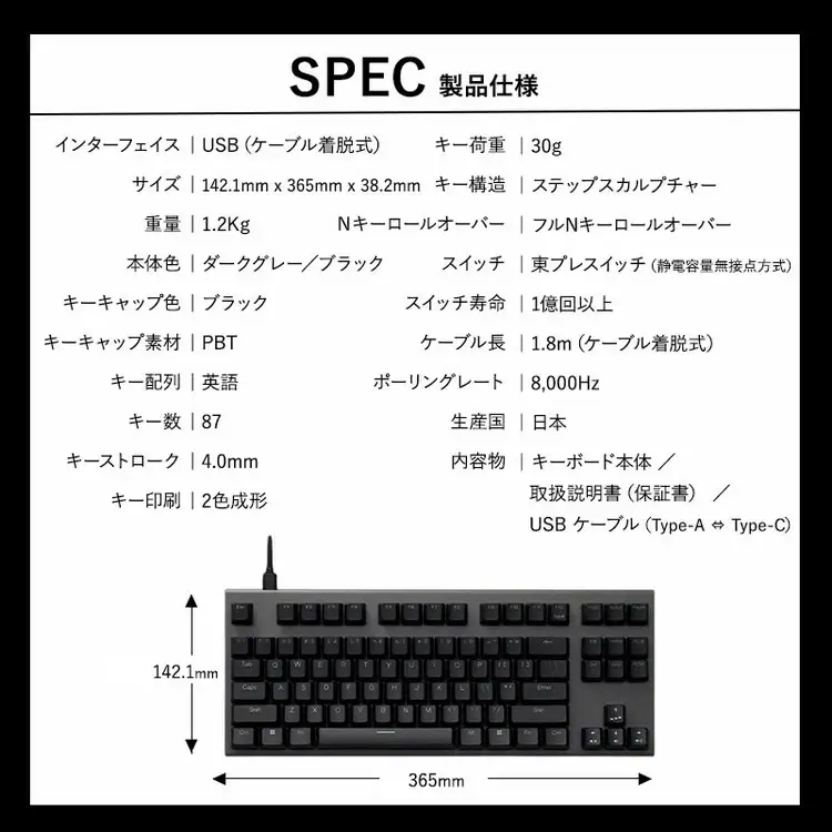 東プレ REALFORCE GX1 Plus プロのためのゲーミングキーボード 英語配列 テンキーレス 30g 黒 (型式：X1PD13)