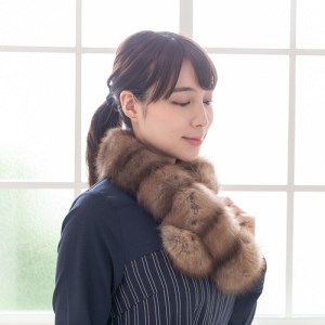 【0427】毛皮の王様 ロシアンセーブルダブルフェースロングマフラー ワイルド
