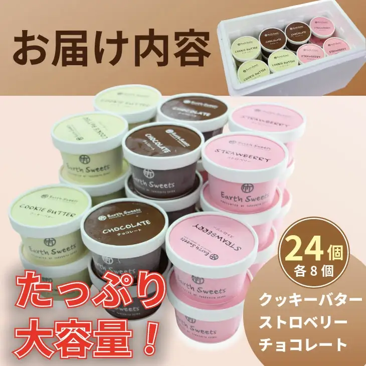 Earth Sweets カップアイス 3種24個セット アイス B190-024